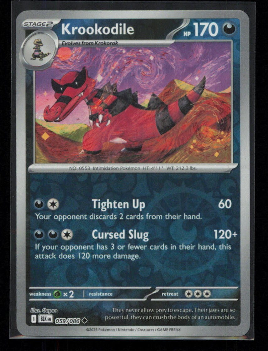 Krookodile 059/086 Pokemon Black Bolt Uncommon Near Mint Reverse Holo