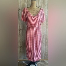 🌖 K Jordan Pink And White V Neck Striped Shirt Dress