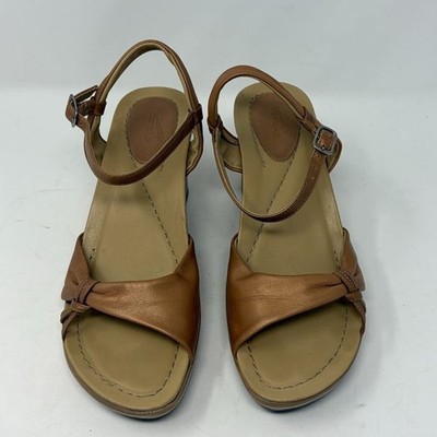 Dansko women's Arielle wedge sandals size 7.5 EU 38 copper leather ankle strap