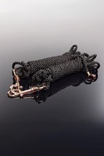 Coquette Pleasure Black Silky Smooth Rope Set Rose Gold Metal