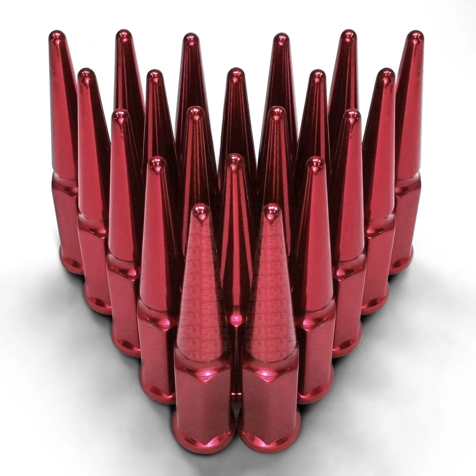 16 Pack of Hardened Red Spike Lug Nuts 1/2"-20 Fit 4 Lugs, Including Trailers - Image 4 of 4