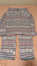 Pajama Set Gray Red Green White Woman's Size Medium