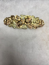 Vtg nos gold tone Floral colored Hair Barrette