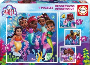 NEW EDUCA Jigsaw Puzzle 4 in 1 Pieces Progressive Disney Ariel 3+ Ages
