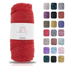 , Polyester Macrame Cord 2mm x25 Yards 375 feet 2mm 1 Red Sparkle