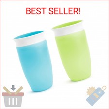 Munchkin Sippy Cups for Toddlers 1-3, Spill Proof Miracle 360 Cup, 10 Ounce, 2 P