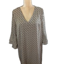 Shein tan black patterned pullover sheath dress size 12 lightweight polyester