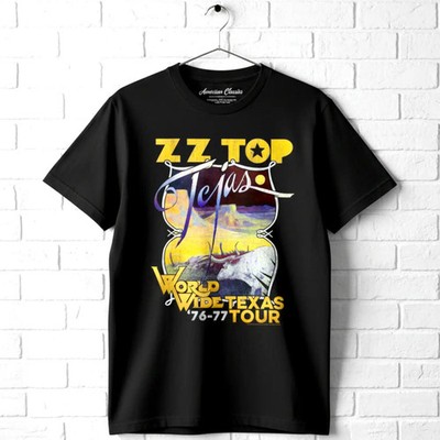 ZZ Top World Wide Texas Tour 1976 Men's T Shirt Tejas Desert Blues Rock Band Tee