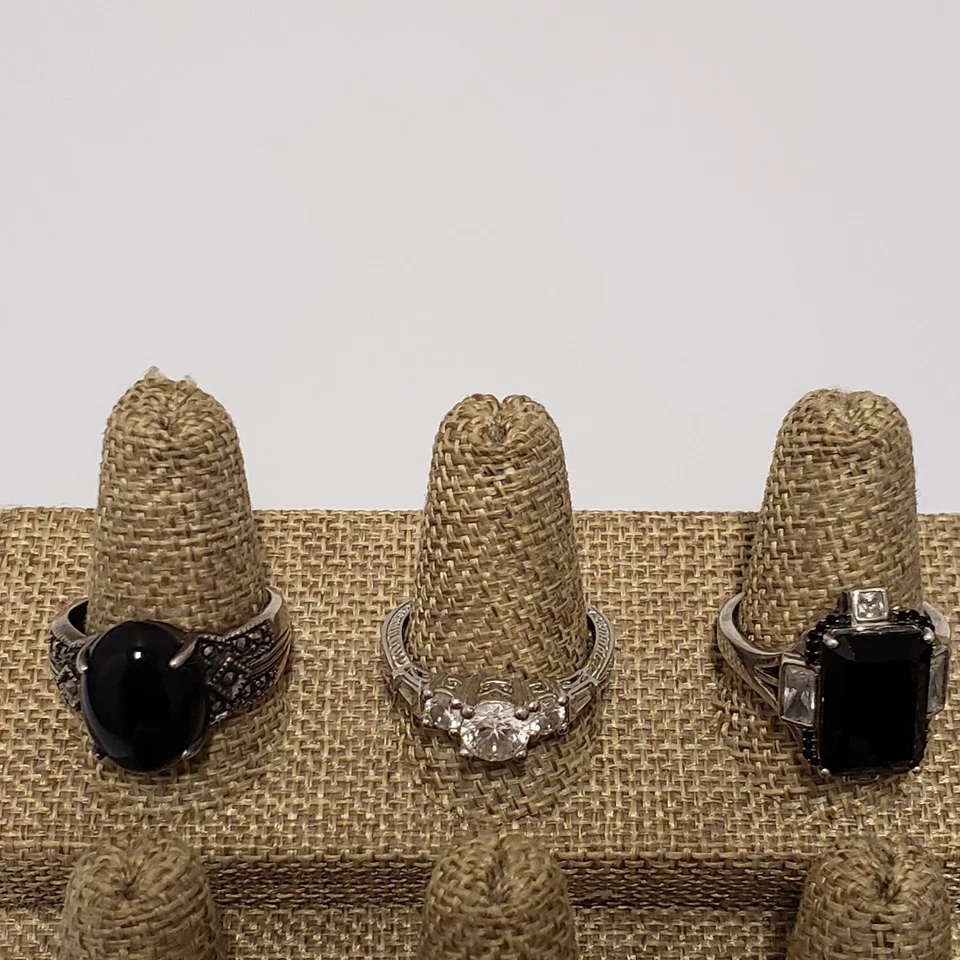 Lot of 18 Sterling Silver Multi Gemstone & Statement Rings Bands Various 10 9 8 - Image 4 of 4