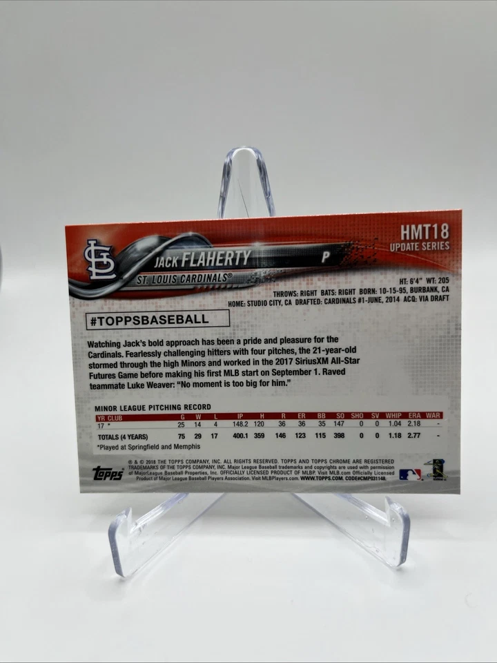 2018 Topps Chrome Update Jack Flaherty Rookie Card HMT18 NM/MT - Image 2 of 2