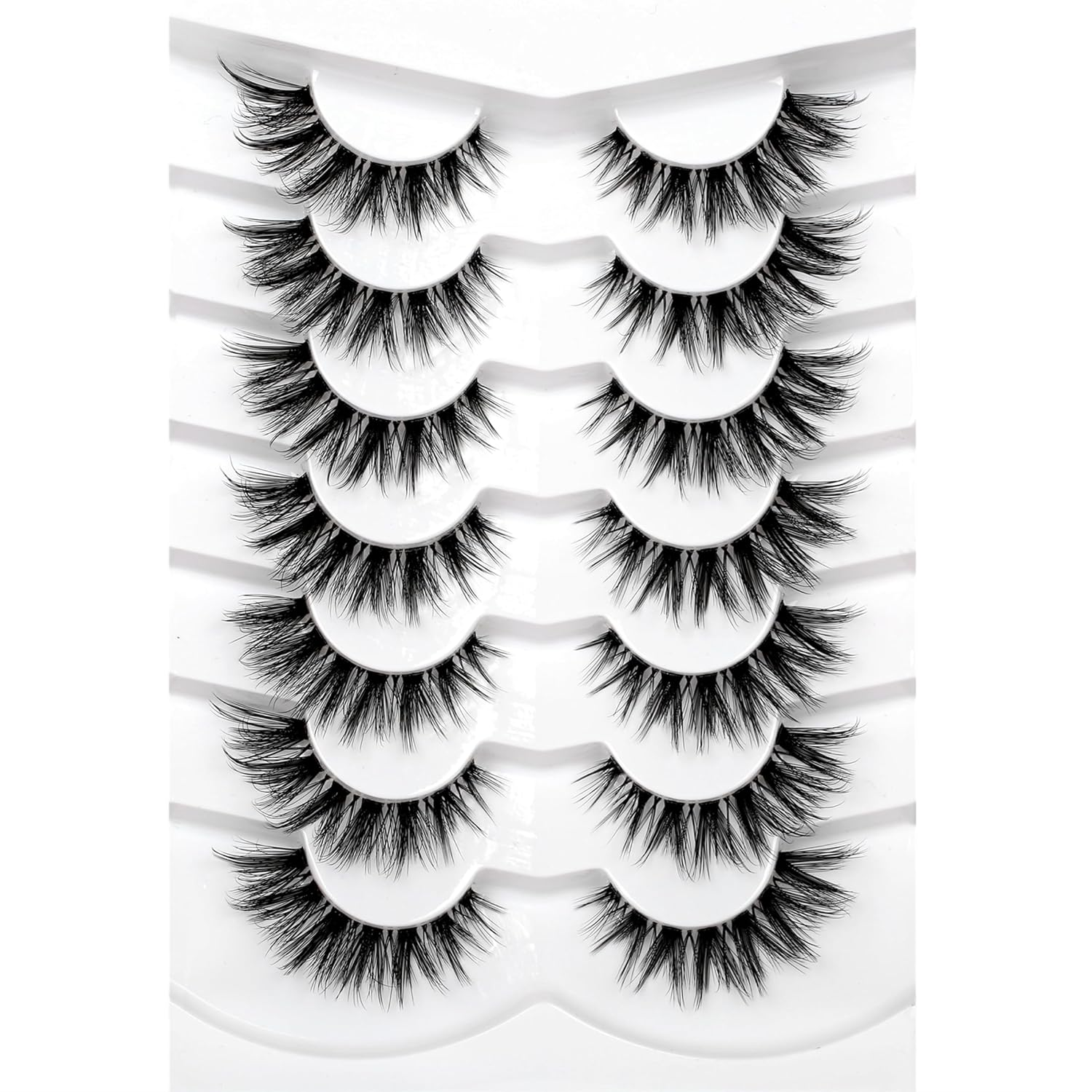 False Eyelashes Invisible Band Cat Eye Lashes Wispy Extension Volume Natural Sho