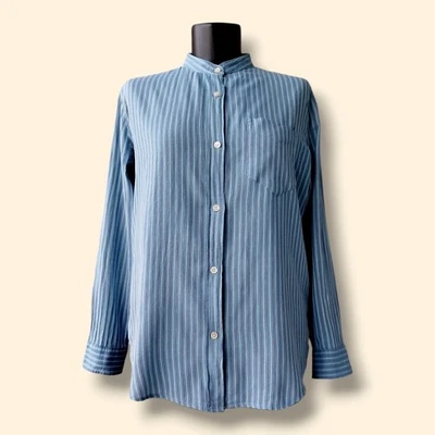 Chemisier Isabel Marant Etoile manches longues boutonné rayé bleu coton... - Photo 1/4