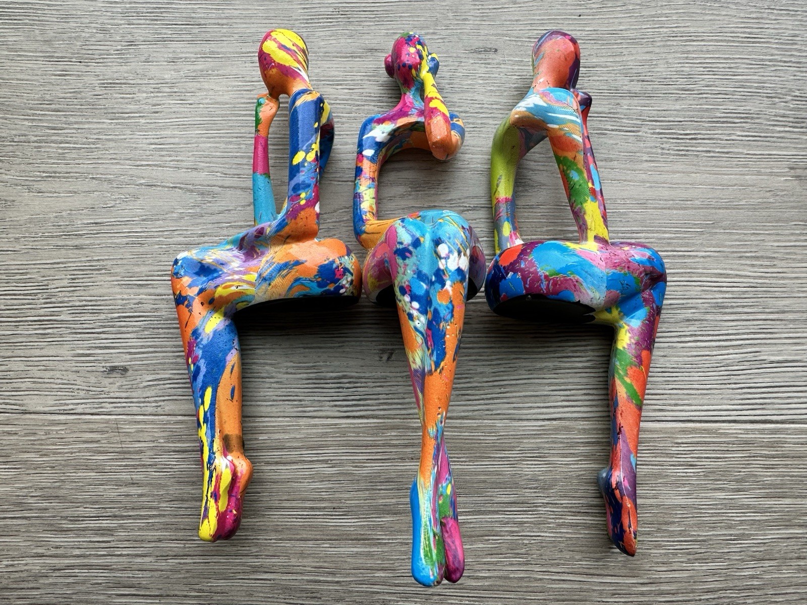 3Pcs Graffiti Thinker Statue Accents Reading Women Sculptures, Modern Aesthet...