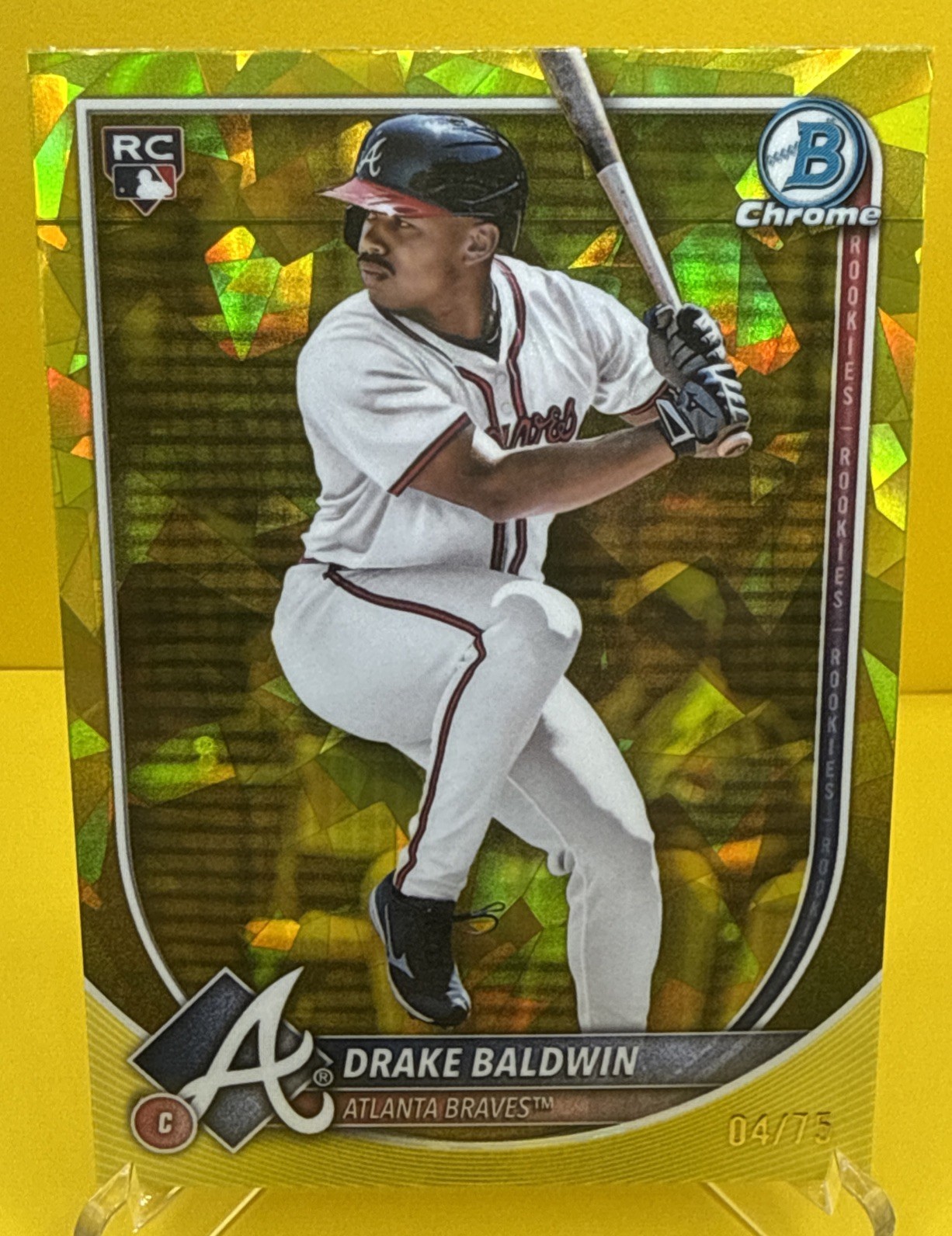 2025 Bowman Chrome Sapphire Edition Drake Baldwin #75 Yellow-4/75 (RC) Braves