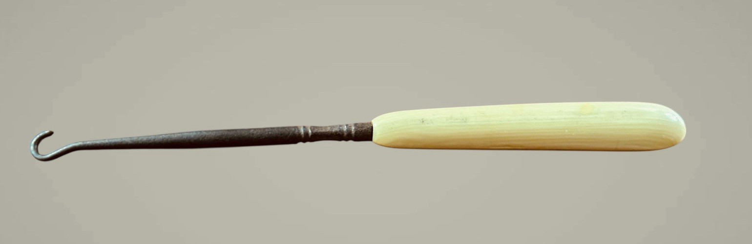 Vintage Parisian Ivory Bovine Bone Corset, Button, Boot, Shoe Lacing Hook 7.75"