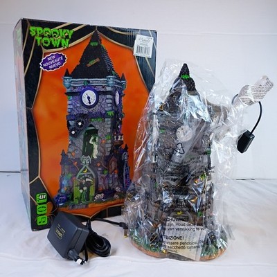 Lemax Spooky Town Collection Haunted Clock Tower Sights and Sounds 2013 New