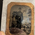 Civil War Tintype  Soldier Armed Sgt. With Calvary Sword In Hand Fully Standing