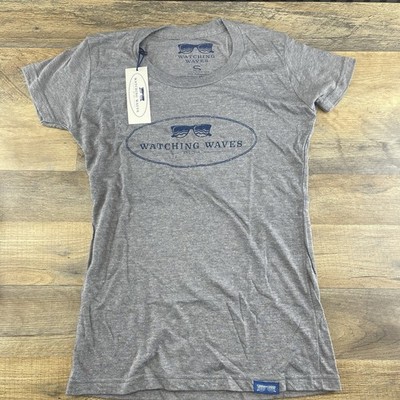 Watching Waves Sz Small Womens Gray Tee Shirt Top Private Selection Apparel