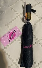 WOMEN'S BETSEY JOHNSON BLACK/PINK/LIPS SINGLE LIP PRINT AUTO OPEN UMBRELLA NWT