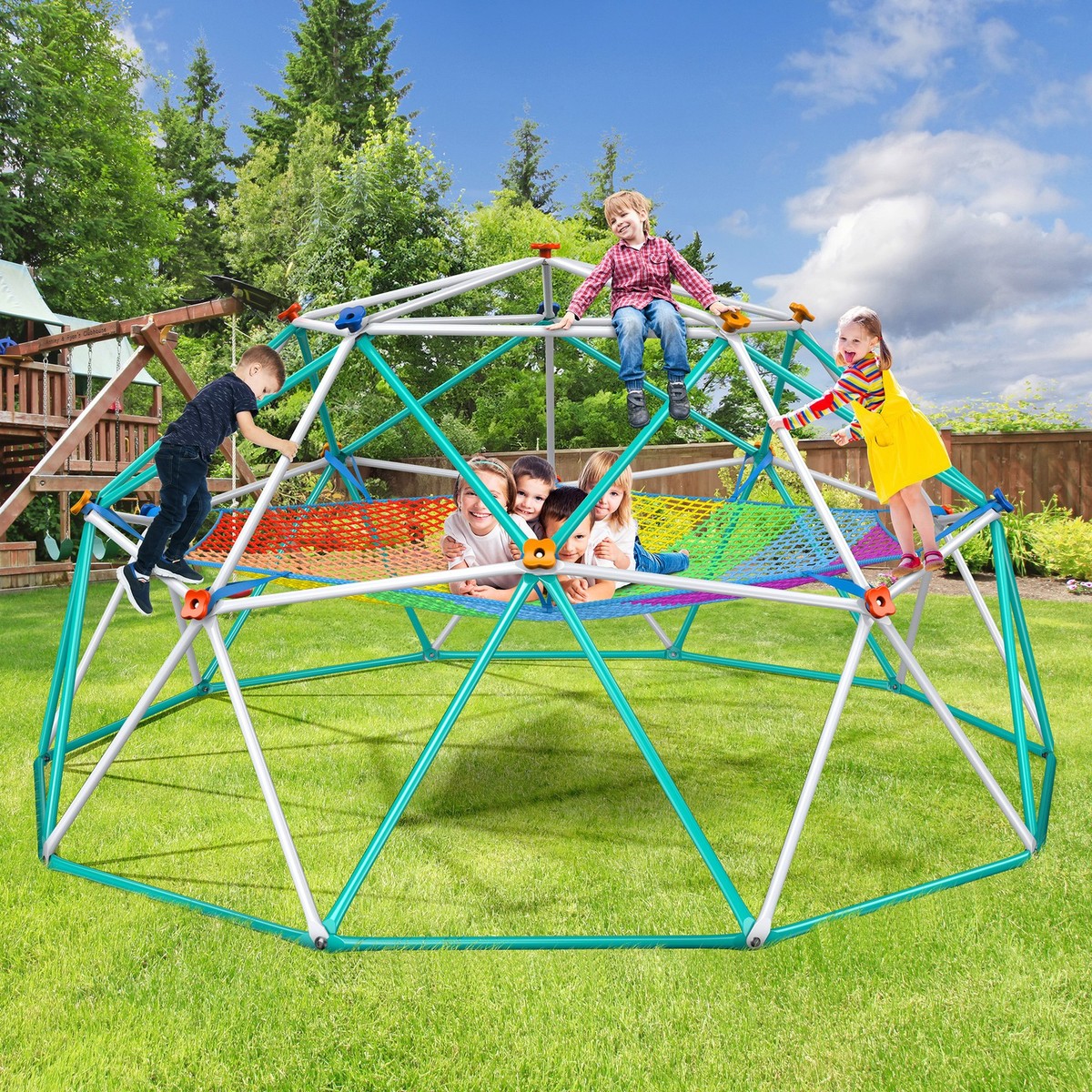 10ft Climbing Dome with Hammock Dome Jungle Gym for Kids Outdoor Playset  800lbs