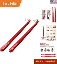 No-Bend Long Shoehorn - 17'' Ergonomic Shoe Tool for Comfort Independence, Red