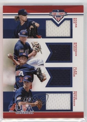 2017 USA Baseball Stars & Stripes Quad Materials Alex Lange Brendan McKay 0i76