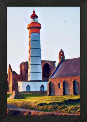 Weißer Leuchtturm gerahmtes Wandbild Poster Leinwanddruck Bild