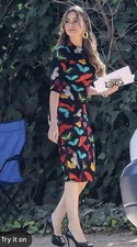 Alice + Olivia Delora  Mock Sheath Neck Dress Butterfly Print Sz 6 Viscose
