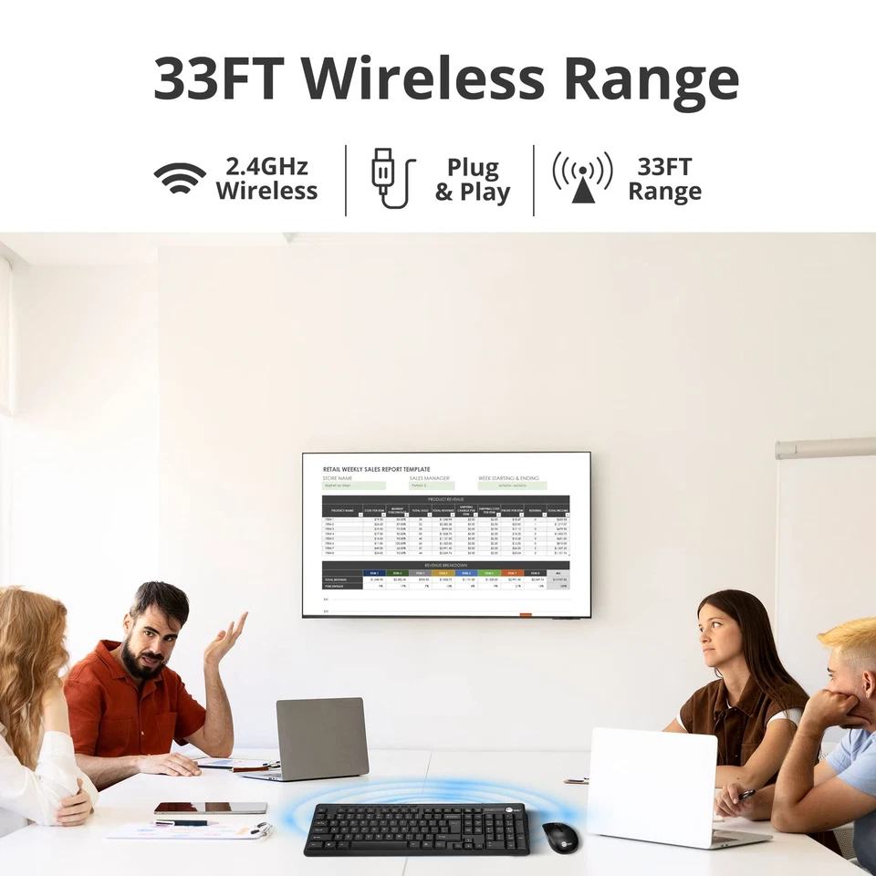Jk-WR0T12-S1 Standard Size 102Key Wireless Keyboard with 3Button Wireless Opt... - Image 4 of 4
