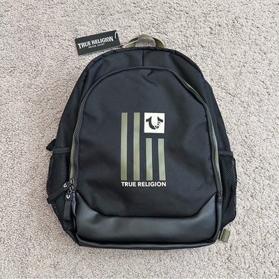 True Religion Ripley Black Backpack Horseshoe Flag Logo