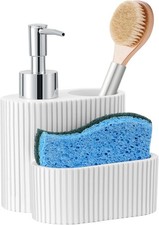 Soap Dispenser with Sponge Holder, Marble Look Liquid Hand and Dish Soap