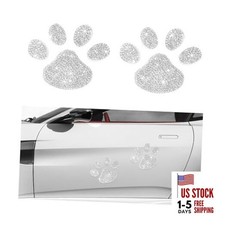 2 PCS Rhinestone Car Stickers, 1.77" 1.38" Bling Car Sticker Decal, Paw Print