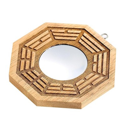 LinaLife 4'' Wooden Chinese Dent concave Bagua Mirror Blessing House Protectio...