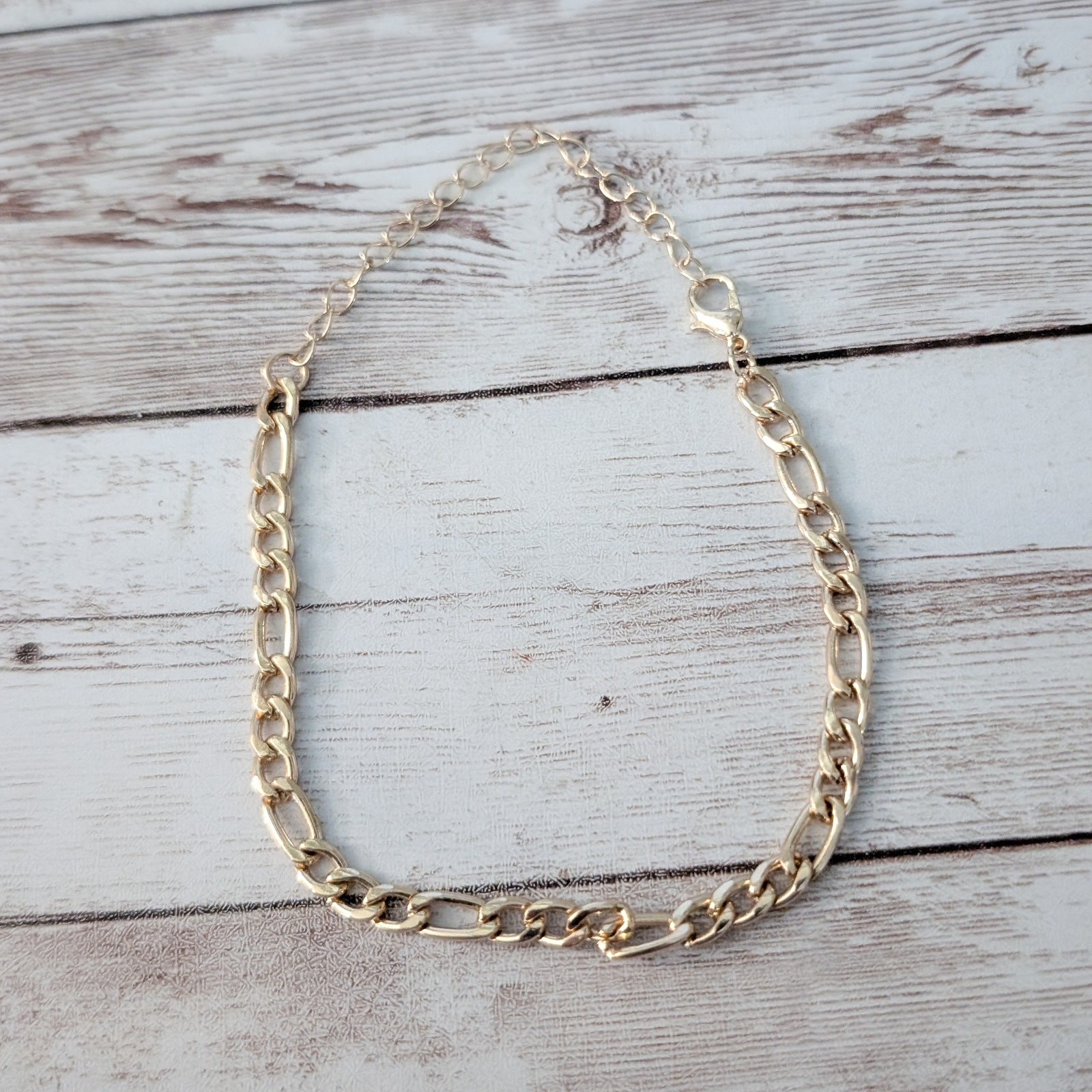 Large Bracelet or Anklet - 8" - 10.5" Gold Tone Link