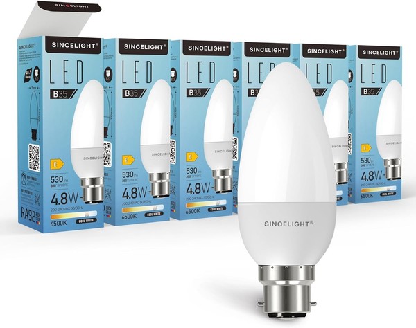 Led-GlüHbirne Kerzenform B22 5W 500 Lumen Kaltweiß 6500K Nicht Dimmbar 6Er-Pack-image