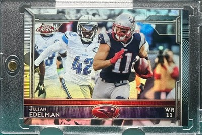 JULIAN EDELMAN RARE HOLO REFRACTOR CHROME INVESTMENT CARD PATRIOTS MINT