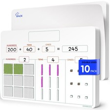 SCRIBBLEDO Base Ten Blocks 9  x12  Small White Board Dry Erase Sheets