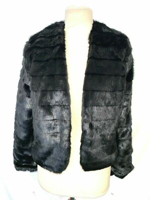 Mango Damen Kunstpelz Jacke Chaqueta Furry Schwarz Gr,S neu mit