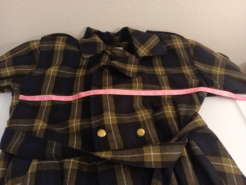 Abrigo de guisantes vintage Jacob a cuadros verde/negro peso pesado para mujer talla 7 - Imagen 11 de 12