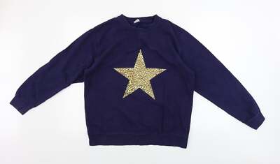 AWD Damen Pullover blau Rundhals Baumwollmischung Größe M