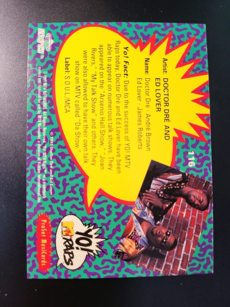 1991 ProSet MusiCards YO MTV Raps Ed Lover Dr Dre RC card #116