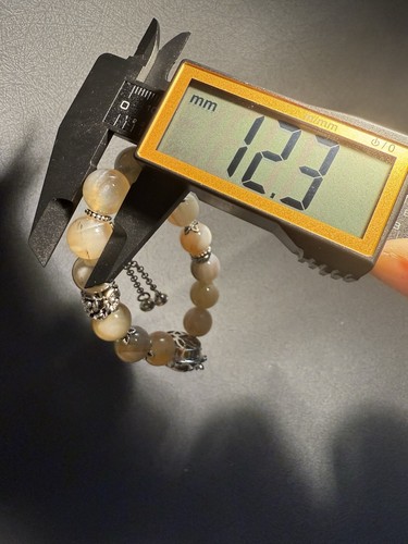 12.3mm 44g Natural Sugar Alashan Agate/Top grade Phantom Quartz Charm Bracelet - Picture 13 of 14