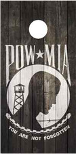 POW MIA Weathered Wood LAMINATED Cornhole Wrap Bag Toss Skin Decal