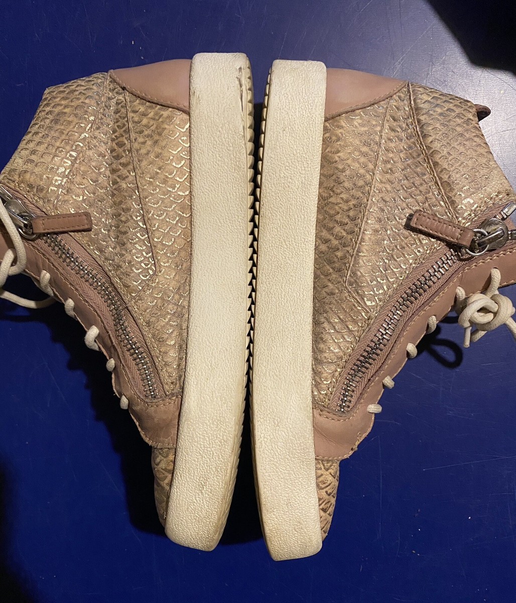 Giuseppe Zanotti Snakeskin Embossed Leather Double Zip High Top