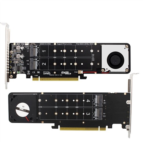 Pcie 4.0 X16 to M.2 M-key NVMEx4SSD RAID Expansion Card Adapter 4 x 32Gbps - 第 1/6 張圖片
