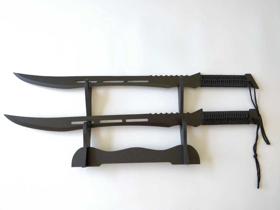 29" Dual Deathstroke Ninja Swords Full Tang Black Blades W/ Sheath + FREE STAND - image 2 of 4