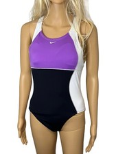 NWOT 100 Nike Women's Size 10 One Piece Swim Bathing Suit Black TPSS0488