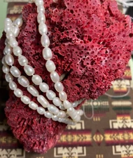 5-5.5mm Genuine Natural White Rice Freshwater Pearl Loose Beads 16" Strand