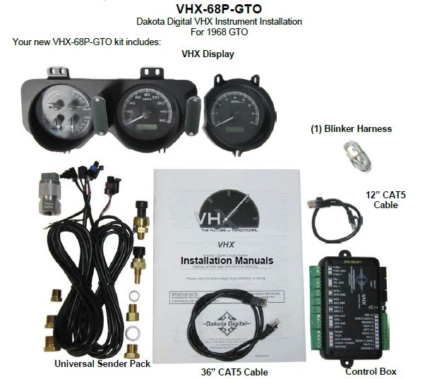 Dakota Digital 68 Pontiac GTO Lemans Tempest Sistema de Calibre Analógico VHX-68P-GTO-K-W Foto 4 de 4