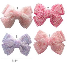 Puppy Bows LARGE BOW glitter gems  pearls hair bow or dog collar slide